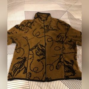 Kids large or women’s small retro western print zip up fleece